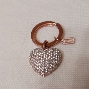 Coach Rose Gold Heart Charm Keychain